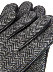 Men S Heritage Cashmere Lined Abraham Moon Herringbone Tweed And Leather Gloves