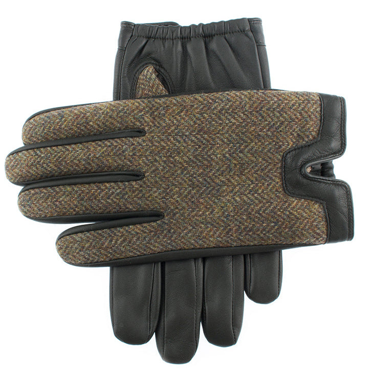Men S Heritage Cashmere Lined Abraham Moon Herringbone Tweed And Leather Gloves