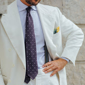 Safari Motif Wool Silk Pocket Square Yellow 40x40cm