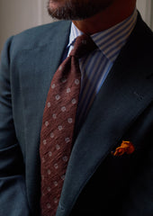 Shibumi Flower Shantung Silk Tie Beech Hand Rolled