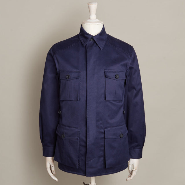Six Pocket Lightweight Cotton Travel Jacket In Navy