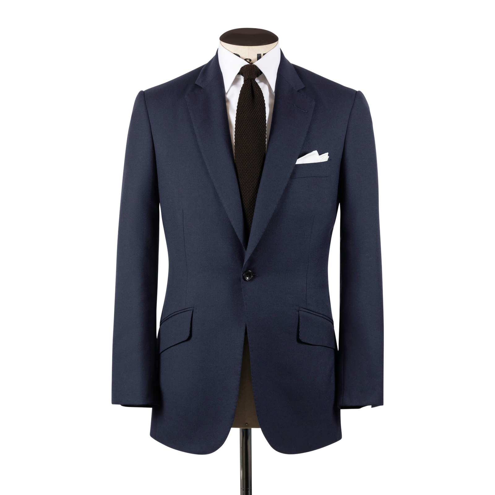 Single Breasted Notch Lapel Suit In Blue Plain Weave