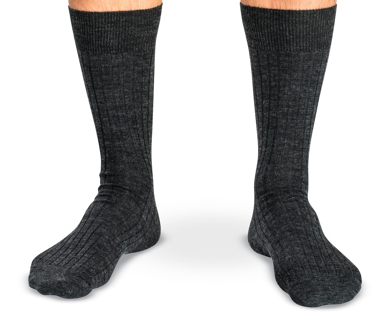 Mid Calf Merino Wool Socks Solid Ribbed