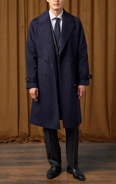 Navy Double-Breasted Belted Overcoat - Final Sale