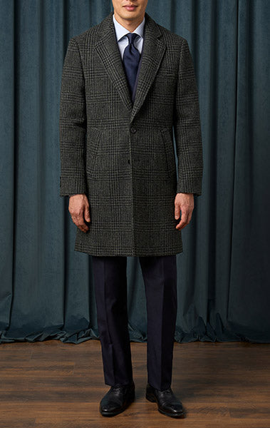 Green Prince Of Wales Check Overcoat - Final Sale