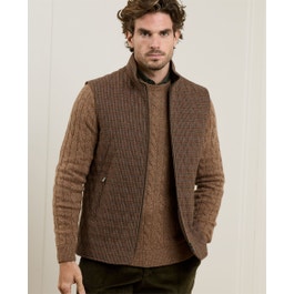 Patrick Tweed Gilet Brown Houndstooth Check | Tweed Gilets | Magee 1866