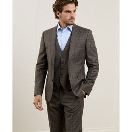 Finn 2-Piece Suit in Oat & Chocolate Glencheck | Men's Suits |