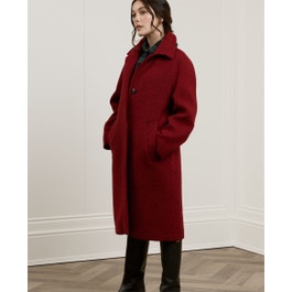 Arlene Donegal Tweed Oversized Coat in Red & Burgundy Herringbone Magee 1866