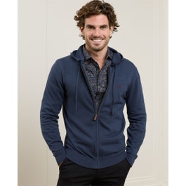 Carn Cotton Hoodie in Denim Blue Mens Knitwear