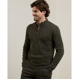 Charlie Micro 1/4 Zip Knitwear in Brown & Green| Men's Knits |