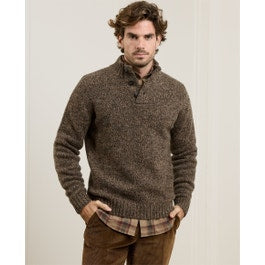 Darragh Chunky Button Jumper in Earthy Brown | Men's Knitwear |