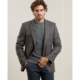 Finn Tweed Blazer in Light Brown Windowpane Check | Men's Tweed Blazers | Magee 1866