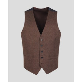 Glyde Donegal Tweed Suit Waistcoat in Rich Chocolate Brown