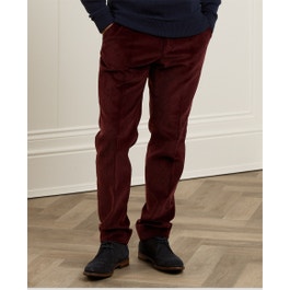 Liffey Wide Cord Trouser in Deep Burgundy Mens Trousers