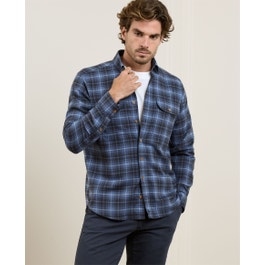 Lorcan Cotton Overshirt in Blue Flannel | Men's Casual Shirts | Magee 1866