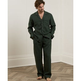 Men's Irish Linen Pyjamas in Bottle Green