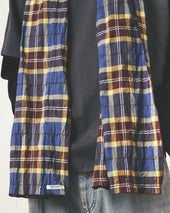 Pattern Scarf Beige Blue Check