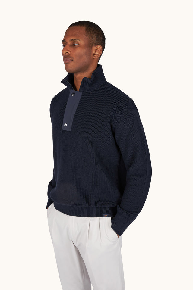 Bio Viscose half zip sweater with Typhoon® details