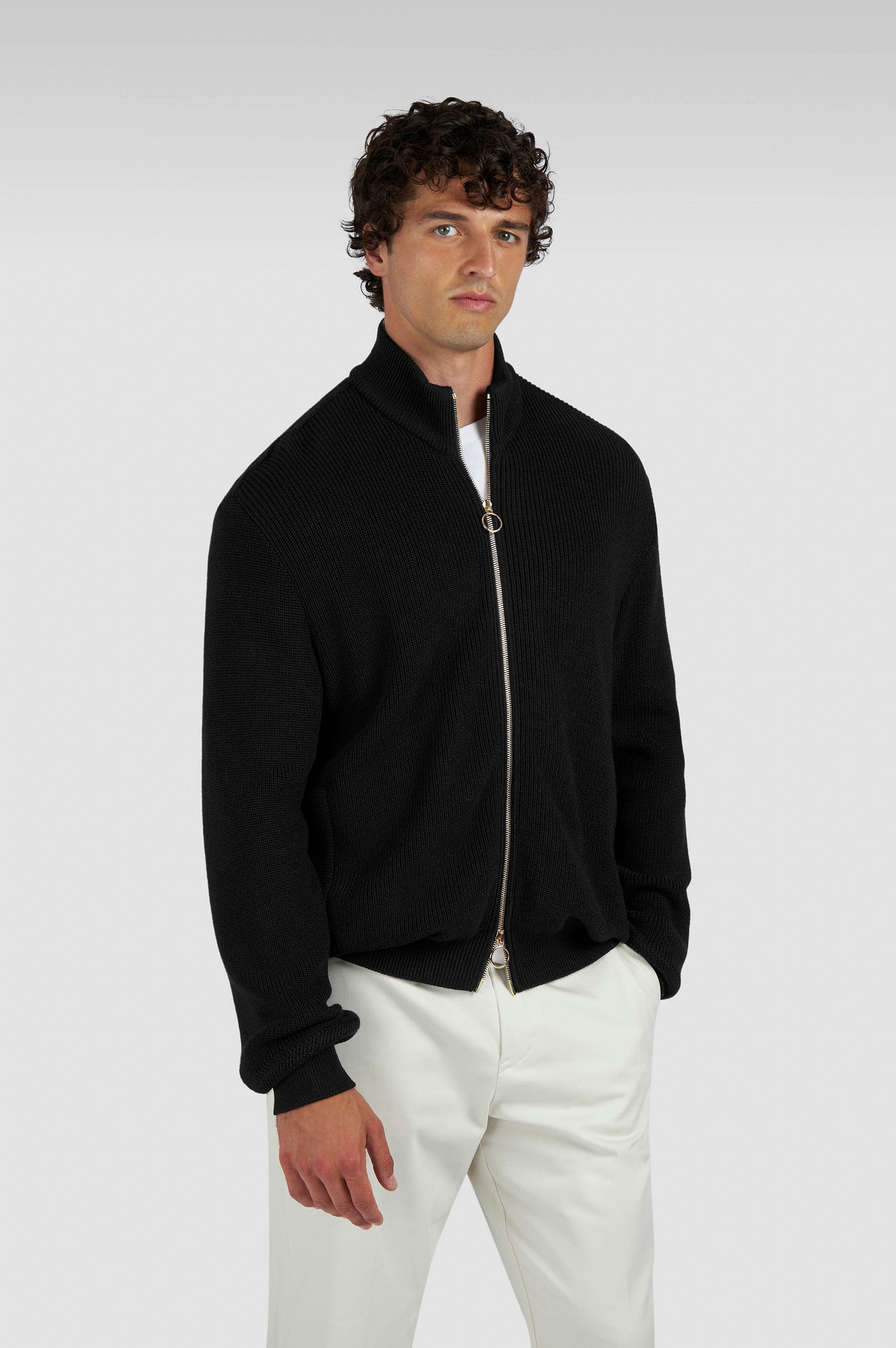 Zip Up Cardigan In Tech Wool
