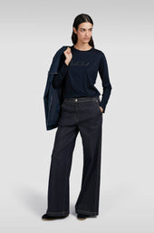 Stretch Cotton Trousers With Effect