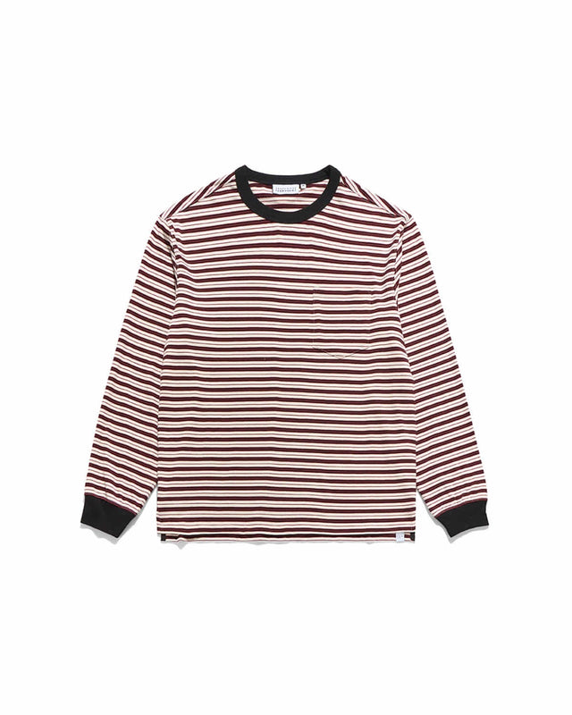 STRIPE POCKET L.S T-SHIRTS / CREAM & RED