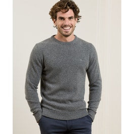 Lunnaigh Lambswool Crew Jumper in Grey | Men's Knitwear | Magee 1866