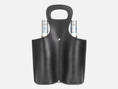 No. 566 Double Leather Wine Tote, Black