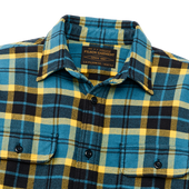 Vintage Flannel Work Shirt - Blue Ash Gold Plaid