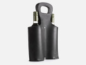 No. 566 Double Leather Wine Tote, Black