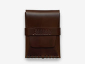 No. 155-GD Card Case with Flap Skel, Dark Brown