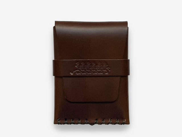 No. 155-GD Card Case with Flap Skel, Dark Brown