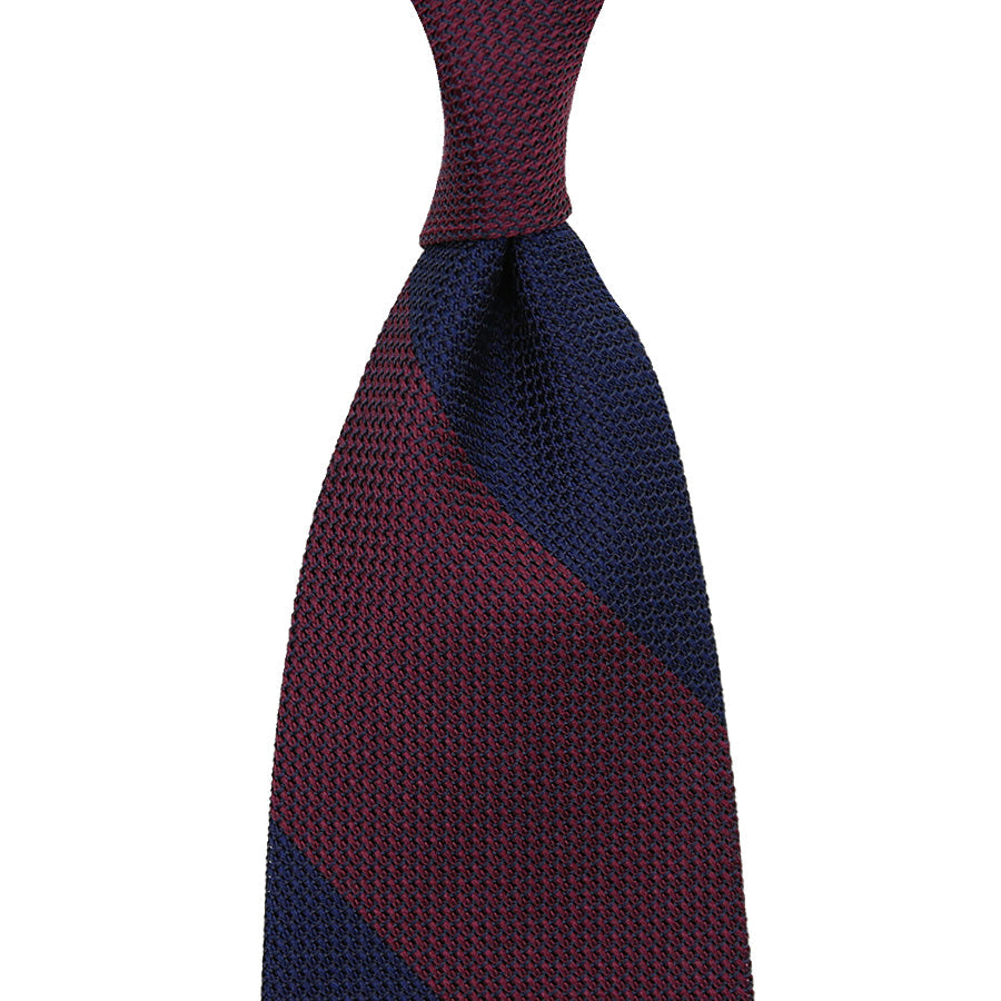 Block Stripe Grenadine Garza Fina Silk Tie Navy