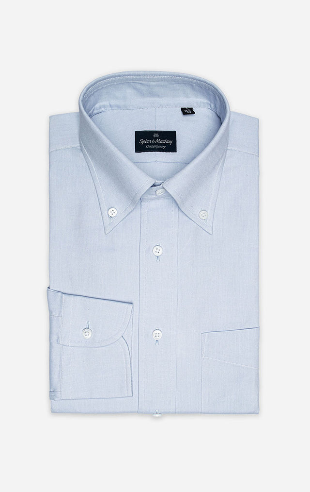 Light Blue - Button Down Collar - Pin Oxford