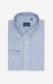 Navy University Stripe - Button Down Collar - Pin Oxford