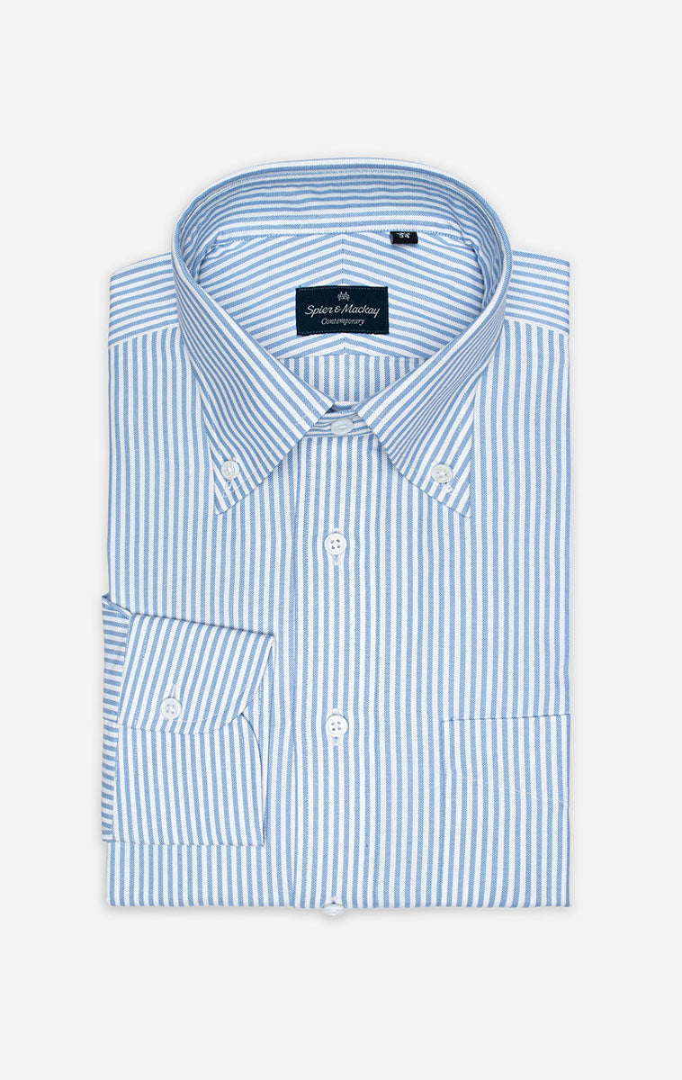Light University Stripe Button Down Collar Pin Oxford