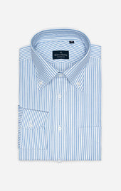 Light Blue University Stripe - Button Down Collar - Pin Oxford