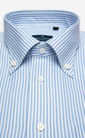 Light University Stripe Button Down Collar Pin Oxford