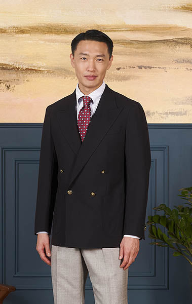 Navy - High Twist Neo 2 Double-Breasted Sportcoat