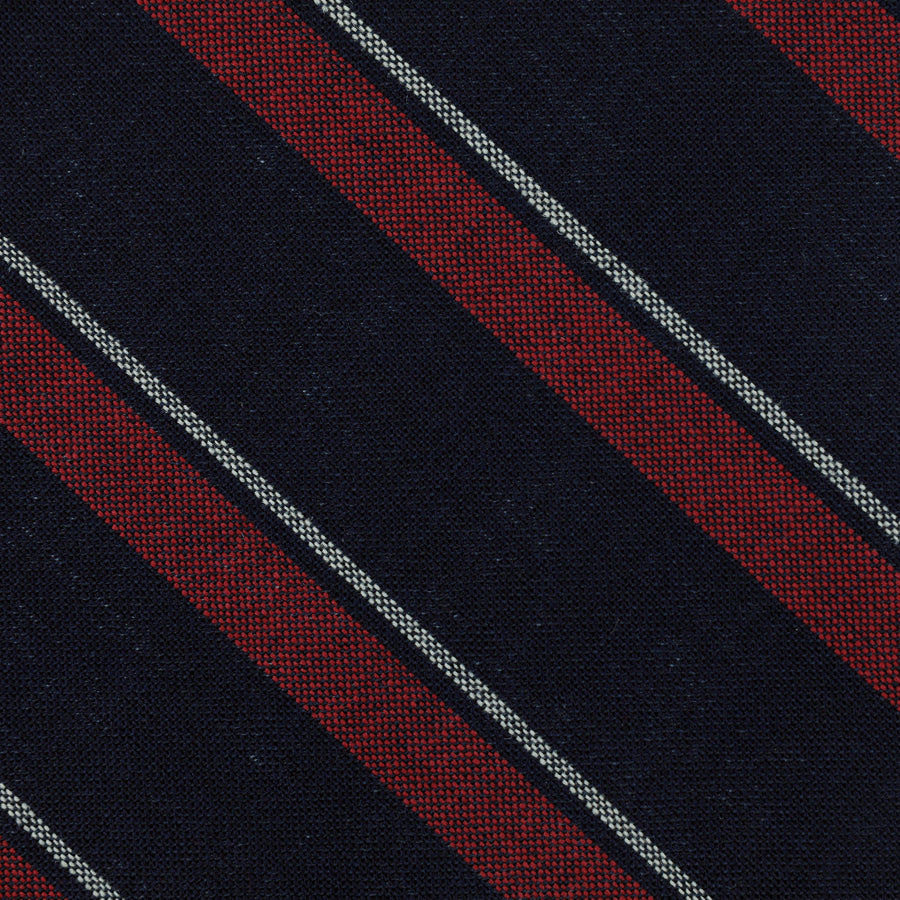 Fox Brothers Striped Wool Bespoke Tie Navy