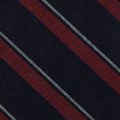 Fox Brothers Striped Wool Bespoke Tie - Navy / Burgundy