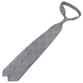 Japanese Glencheck Silk Tie White Hand Rolled