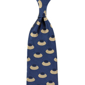 Geometrical Jacquard Silk Tie - Light Navy - Hand-Rolled