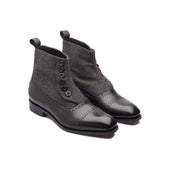 Victor Button Boot Grey Textile Hand Welted Classics Collection