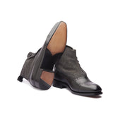 Victor Button Boot Grey Textile Hand Welted Classics Collection