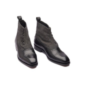 Victor Button Boot Grey Textile Hand Welted Classics Collection