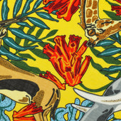 Safari Motif Wool Silk Pocket Square Yellow 40x40cm