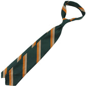 Repp Stripe Silk Cotton Tie Forest Yellow Beige