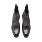 Victor Button Boot Grey Textile Hand Welted Classics Collection