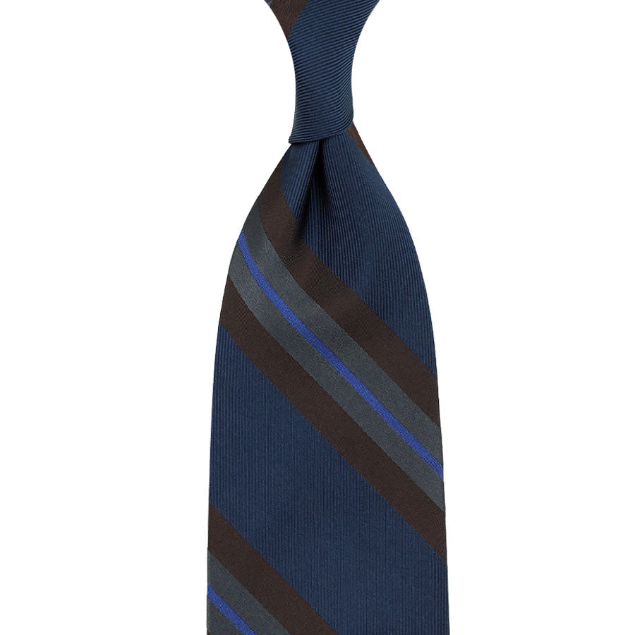 Repp Stripe Silk Tie Hand Rolled