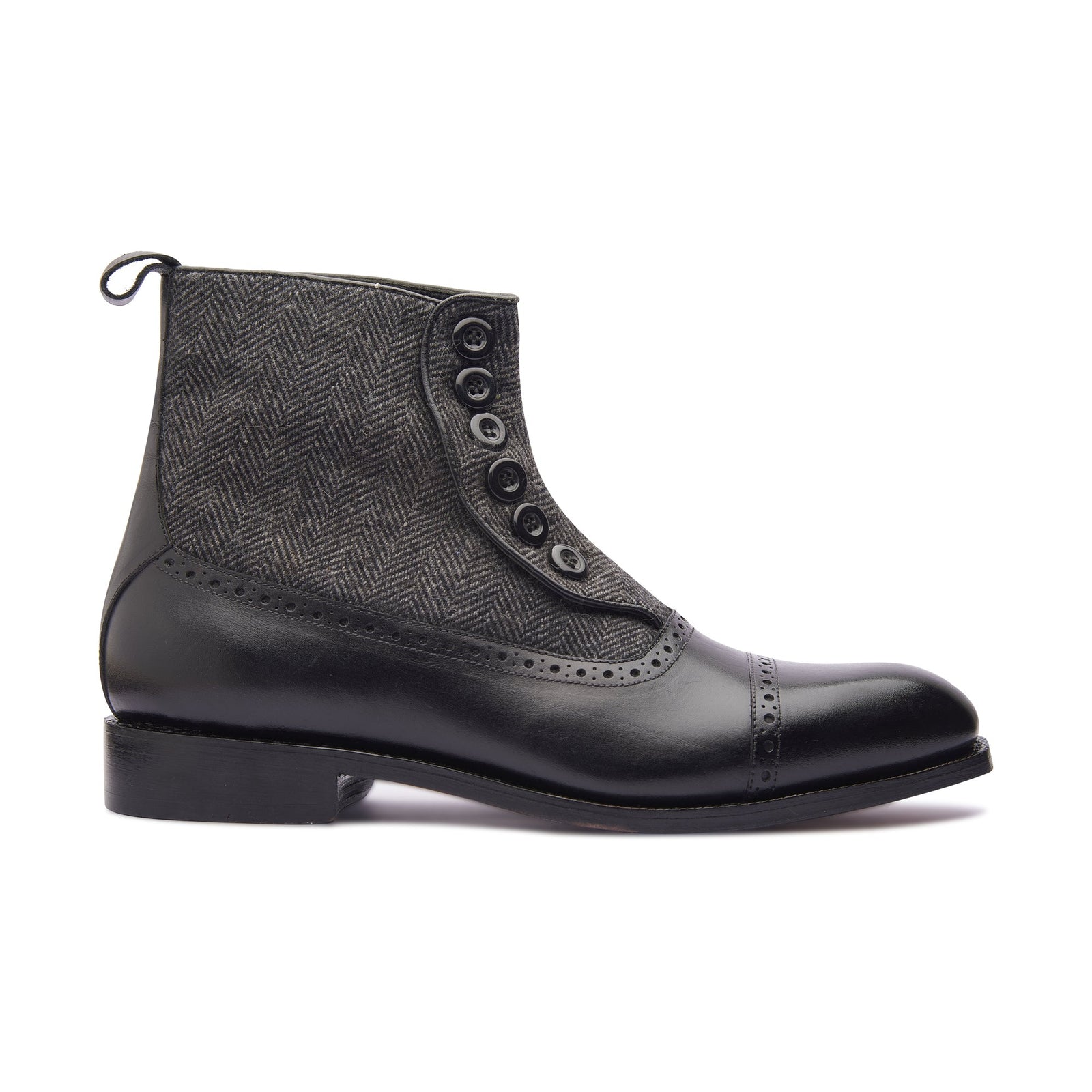 Victor Button Boot Grey Textile Hand Welted Classics Collection